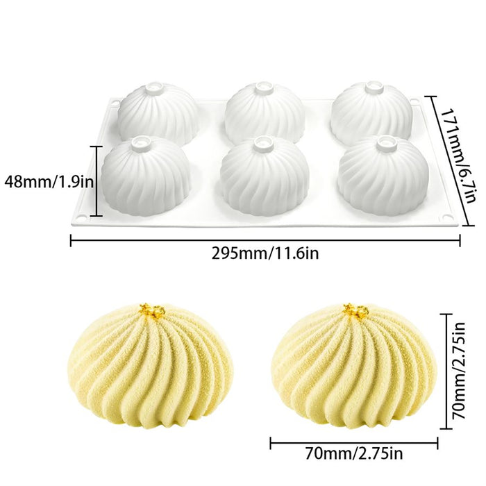 Swirl mousse dome desserts made using silicone baking mold
