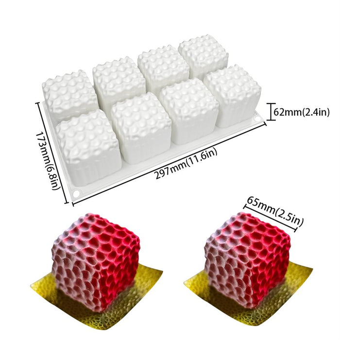 Close up of textured wavy cube silicone baking mold