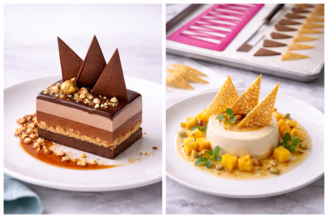 Triangle Chablon Tuile Stencil – Chocolate Garnish & Decorative Tuile Mold | NY Cake