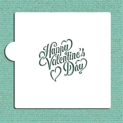 Chalkboard Written Happy Valentine's Day Cookie Stencil - NY Cake | Cake Decorating & Baking Supplies