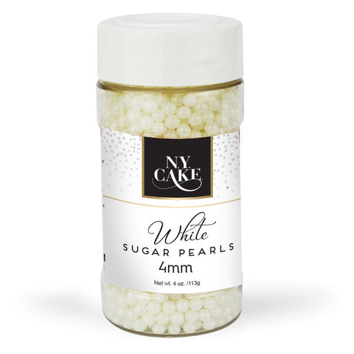 White sugar pearls close-up for cake decorating