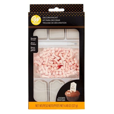 Wilton Halloween Graveyard Cupcake Decorating Kit with tombstone decorations, food marker and sprinkles for 12 cupcakes