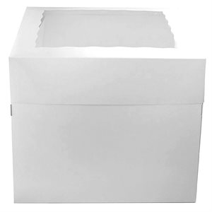 12x12x10 White Cake Box w / Window, 2 piece