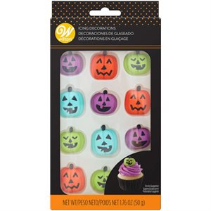 Pastel Jack-O'-Lantern Royal Icing Decorations - 12ct