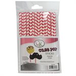 Red Chevron Cake Pop Sticks- 6 Inch -Pack of 25