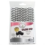 Black Chevron Cake Pop Sticks- 6 Inch -Pack of 25