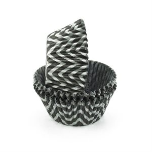 Chevron Black & Silver Standard Cupcake Baking Cup Liner