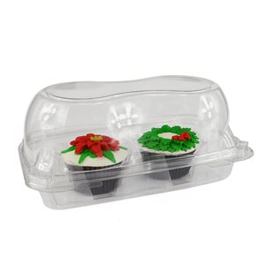 Jumbo Cupcake Box Clear 2 Cavity Hinge