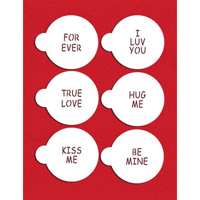 Small Candy Heart Sayings Cookie Stencil By Designer Stencils