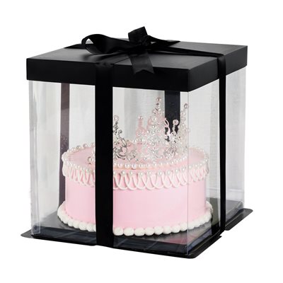 Clear Square Box w / Black Base 10" x 10" x 9.8"