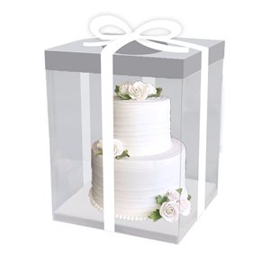 Clear Square Box w / White Base 8.5" x 8.5" x 9.8"