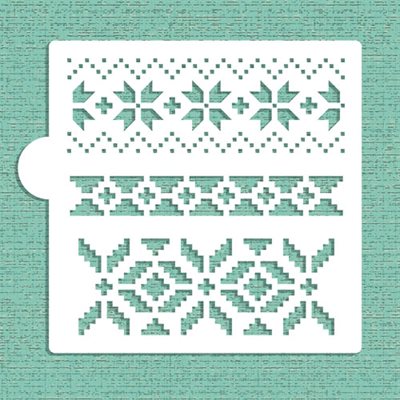 Fair Isle Patterns Cookie Stencil