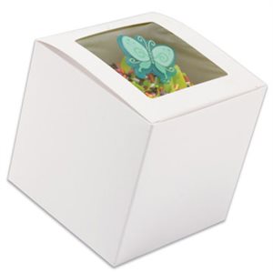 White Cupcake Box 3" x 3" x 3" w / Square Window