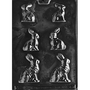 3 Sized Bunnies Chocolate Candy Mold