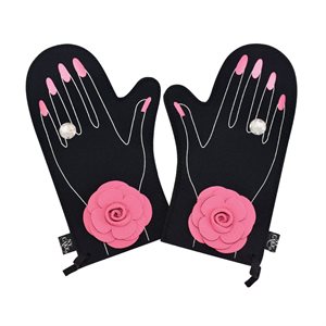 Fashionista Pink Rose Oven Mitt