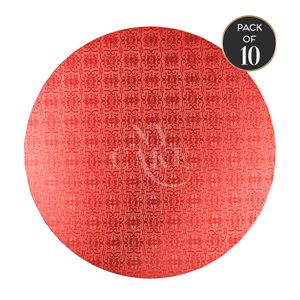 8" Round Masonite Board 6mm Thick - Red - Pack of 10