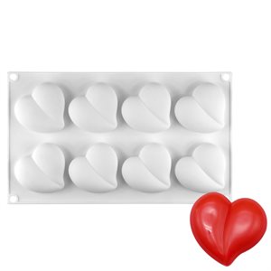 Split Pillowed Heart Silicone Baking & Freezing Mold - 8 Cavity