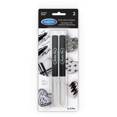 Bold / Fine Tip Black Food Color Markers by Satin Ice - 2ct