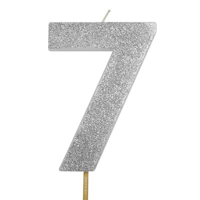 Silver Glitter Number 7 Candle 4